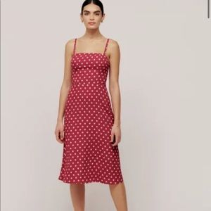 Reformation Red Polka Dot Midi Dress